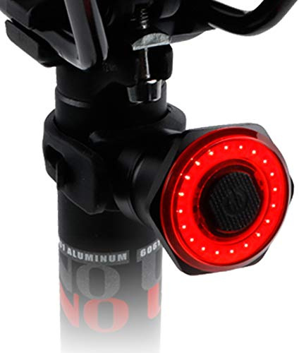 Valuetom Bakcykelljus USB-laddningsbar LED smart cykel röda baklyktor med bromssensor och 7 ljusstyrkeläge, kompatibel med alla typer av cyklar eller andra ridtillbehör – 100 lumen