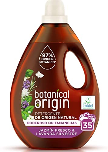 Botanical Origins Detergente para Lavadora Ecológico apto para Pieles Sensibles, Fragancia Jazmín Fresco y Lavanda Silvestre - 35 Lavados