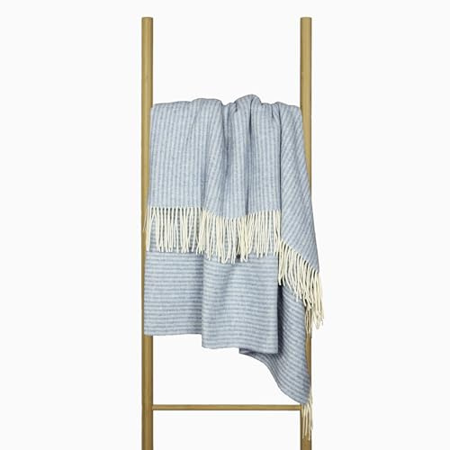 Manta Lana Merino 140x200 con 10% Cachemira – Manta Cálida para Cama y Sofá, Cubrecama Invernal con Flecos, Elegante Plaid para Sofá y Sillón – Nostra Andora