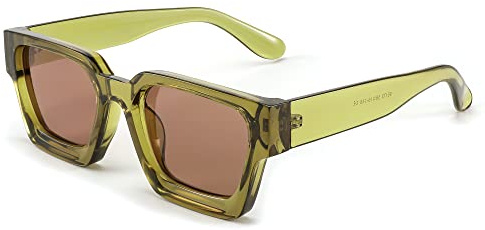 FEISEDY Retro 90s Square Sunglasses for Women Men Trendy Chunky Rectangle Sunglasses UV400 Protection B2385