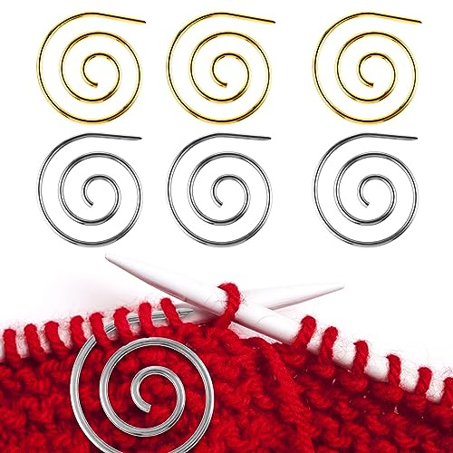 6 Ferri da Maglia a Spirale in Metallo, Circolari, Aghi per Treccia, Accessori per Principianti (Oro + Argento)