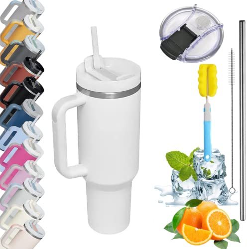 Farberly 6Pcs thermobecher mit strohhalm isolierbecher mit strohhalm und henkel,Kaffeebecher für unterwegs,Thermobecher,Autobecher, Trinkbecher, Reisebecher mit Henkel und Strohhalm kostenloser