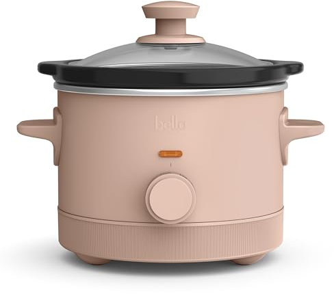 bella 1.5 Qt Slow Cooker with 3 Heat Manual Control, Ceramic Nonstick Coating, Dishwasher Safe Stoneware Pot and Tempered Glass Lid, Tangle Free Cord Wrap & Cool Touch Handles, Blossom