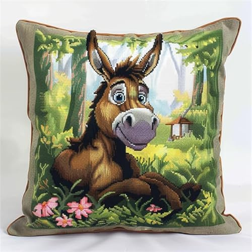 kitphoenix Kit Gancio Di Chiusura Per Cuscino Fai-Da-Te Artigianato Facile Da Imparare Per Tutte Le Età Kit Asino Tappeto Con Gancio Di Chiusura Per Cuscino Kit Gancio Di Chiusura Tappeti 43X43Cm