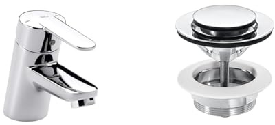 Roca A5A3125C00 Monomando Lavabo, Colección Victoria-N, Cromado &,Aqua,Click-clack desagüe universal. Tapón cromado 40 Ø,A505400900