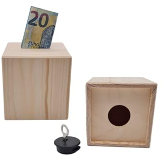 KF-Holz Salvadanaio in legno 10x10x10 cm – Bierkasse, Kaffeekasse, salvadanaio fai da te, personalizzato con segni zodiacali, prodotto in Austria