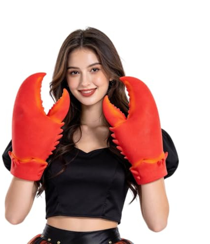 ITODA Halloween Crab Claw Gloves Lobster Cosplay Props Novelty Fancy Dress Lobster Gloves Crab Costume Accessory for Halloween Christmas Carnival Costume Parties