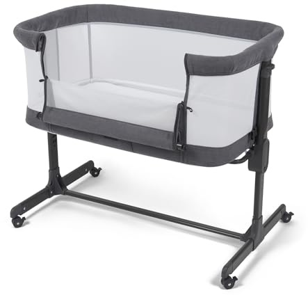 Babylo Aurora 2-in-1 Co Sleeper, Bedside Crib & Standalone Baby Cot with mattress, 0 – 6 months (9kg), Grey