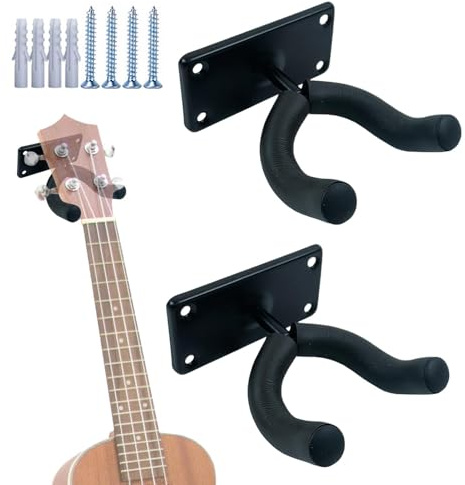 Supporto da parete per chitarra, supporto da parete per chitarra, ganci per chitarra da parete, confezione da 2, ganci per violino in metallo per accessori per strumenti musicali con 4 viti