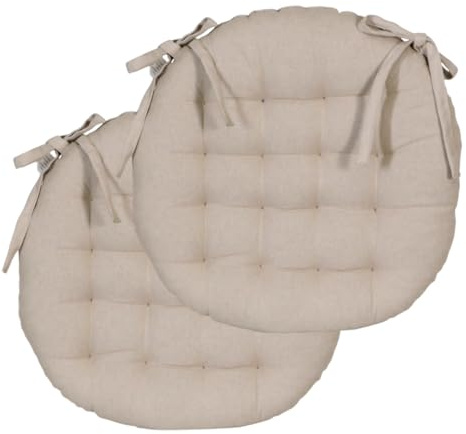 Atout Ciel Set di 2 cuscini per sedia rotondi bicolore D.40 cm, colore: tortora/antracite