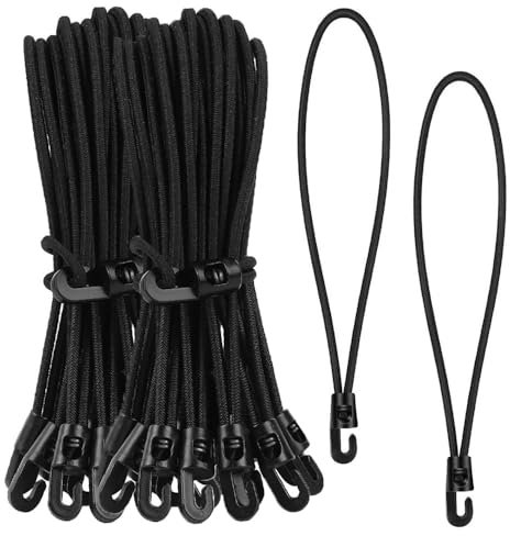 Esforzarse 20 Pezzi Corda Elastica con Gancio, 15 cm Corde di Fissaggio Universali, Corde Elastiche Nera, Doppio Gancio per Corda Elastica per Auto e Biciclette, Teli, Portapacchi, Tende, Esterno
