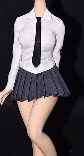 AMITD Abbigliamento da donna, scala 1/6, gonna con spacco laterale, gonna elastica, camicia bianca, cravatta, calze a ancora, costume, tuta per action figure PH TBL JO da 12 pollici (nero, 1 cravatta)