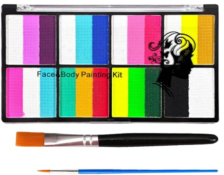 23 Colors Face Paint Kit with Brushes – Safe Non-Toxic Body & Face Painting Palette for Teens & Adults, Washable Quick-Dry Makeup Set for Cosplay, Festivals, Birthday Parties & SFX Looks