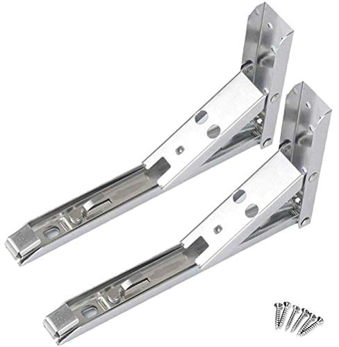 BAFOVY Fällbara Hyllfästen, 2 St Rostfritt Stål Hopfällbar Väggmonterad Hylla med Låsbara Gångjärn, för DIY Bokhylla Kök Garage Husvagn (Silver)
