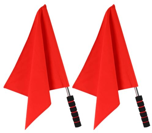 TOKIDNY 2 Pezzi Bandiera Arbitro Rossa per Eventi Sportivi, Bandierine Segnalazione Calcio e Atletica Manico in Spugna, Bandiere Ufficiali Portatili per Arbitri e Guardalinee