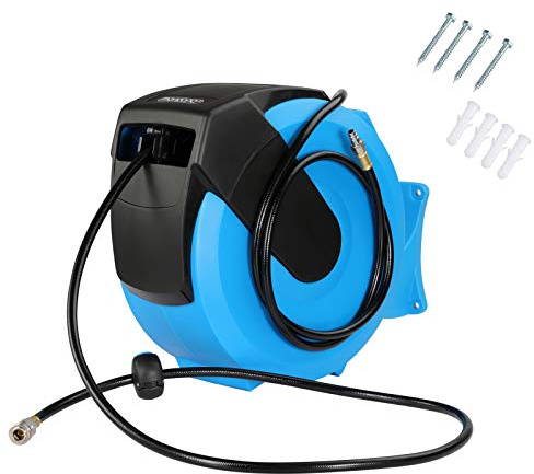 MONZANA® Druckluft Schlauchtrommel 30m+2m Automatischer Einzug 1/4' Anschluss 17 bar Ø12mm Automatik Schlauchaufroller Druckluftschlauch Wandhalterung