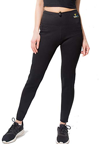 VeoFit Pantalon de Sudation pour Tonifier ses Jambes et Obtenir un Ventre Plat sans Cellulite : Legging à Taille Ajustable et Poche latérale, Guide Minceur et Sac à dos Offerts