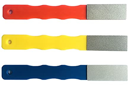 OSFTBVT Diamond Color Coded Mini Diamond Hone Kit 3Grits #220,400,600 Flat Hand File Knife Sharpener Red/Yellow/Blue - 3pcs