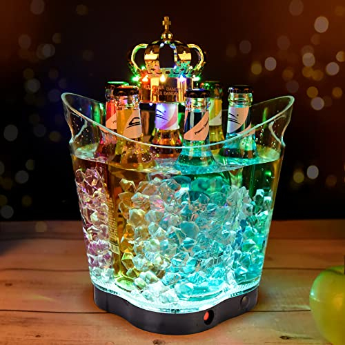 Secchiello per il ghiaccio a LED, portatile, con gradiente colorato, 6 litri, ideale per bar di casa, per raffreddare birra, champagne e vino (quadrifoglio, 6 L)