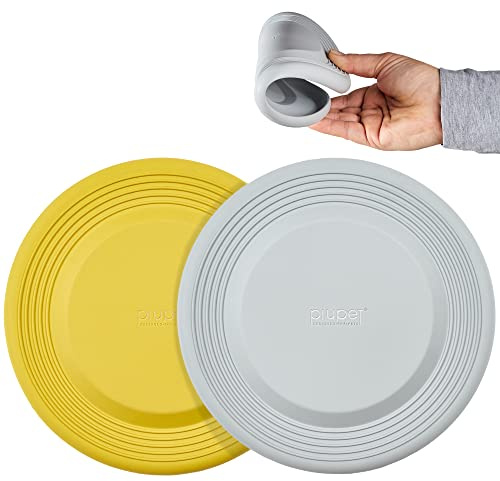 PiuPet® Set di 2 Frisbee per Cani | 22cm Diametro | Giochi e Accessori | Frisbee Morbido | Giocattolo per Cani