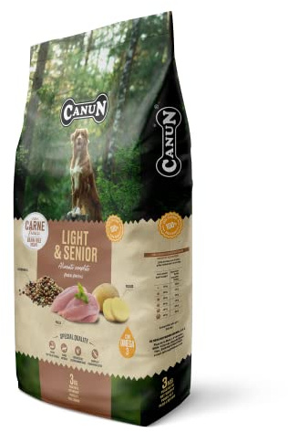 CANUN Pienso para Perros Senior o con sobrepeso con Pollo Fresco Sin Cereales Alimento seco para Perros 3 kg Fresh Ligth&Senior