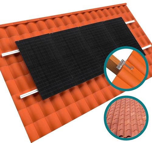 doitBau Basis-Montageset Ziegeldach silber für Solarmodule Schrägdach Ziegel Pfannen Ton Keramik Beton befestigen Photovoltaik Halterung Befestigung PV Montage Set Modul Dach Solar Anlage