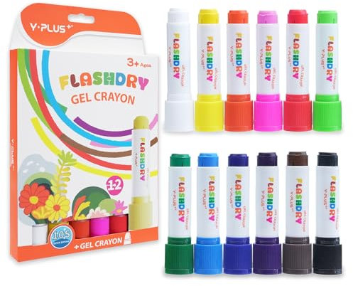 YPLUS Paint Sticks for Kids, Flashdry Tempera Paint Stick for Toddler, 12 Colors Non-toxic Washable Coloring Art Supplies for Ages 2-4 3-5