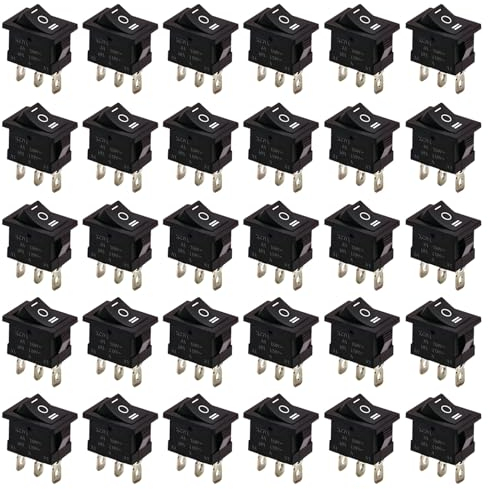 GTIWUNG 30 Stück 3 Polig Boot Kippschalter Ein/Ausschalter Elektronik, 3 Pin ON/Off AC 6A/250V 10A/125V Mini Boat Wippschalter Schalter Schwarz