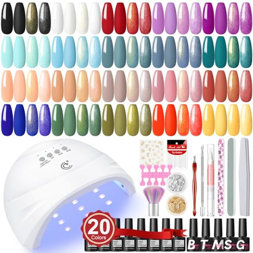 COSCELIA Kit Vernis Semi Permanent, 25pcs Vernis Gel uv Semi Permanent Base et Top Coat & Mat, Lampe UV Ongles Gel Vernis à ongles Kit de Manucure pour Débutant