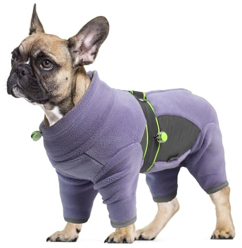 LiebeDD Fleecejacke Hund, Winter Hundejacke Hundemantel Fleece Hundepullover mit Geschirr und Reißverschluss Winddicht Weiche Pyjama für Mittelgroße Hunde Französische Bulldogge Beagle (XS-XXL)