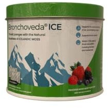 Bronchoveda ICE Throat Lozenges 50 Pack – Arctic Alpine Herb Icelandic Moss,Vitamin C,Ginger,Liquorice, Holy Basil & Menthol for Dry Cough Relief and Throat Discomfort – Non-Drowsy Mixed Berry Flavor