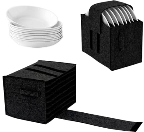 LCUHAVA Supporto per piatti in feltro, supporto in feltro per stoviglie con 8 scomparti, organizer per piatti da campeggio, 27 x 22 x 18 cm, per camper, campeggio, cucina, cassettiere