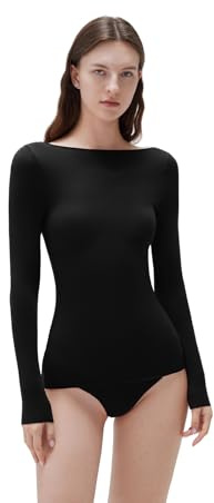 SUUKSESS Cloud Cashmere Women Boat Neck Fitted Long Sleeve Shirt Basic Knit Tops