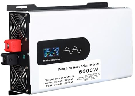 Inversor de Onda Sinusoidal Pura 5000w 6000w 8000w 10000w 12000w Convertidor de Voltaje para Coche 12v 24v 48v 60v 72v 96v a 110v/220v para Portátiles, Camiones (6000W, 12V to 220V)