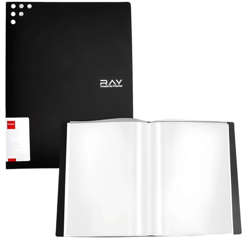 Carpeta de presentación A4, carpeta con fundas transparentes A4, carpeta de documentos negro, 40 fundas, grapadora con fundas transparentes, carpeta de certificados, carpeta negra, carpeta para