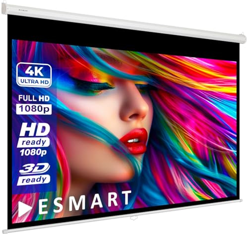 ESMART Economia EXR Schermo di rollo manuale 115 cm Immagine 100 x 56 cm (45) | Formato 16:9 | Schermo per proiezione proiettore home cinema Schermo per tende a rullo LCD LED