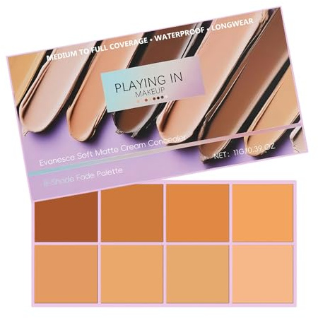 Soft Matte Cream Concealer 8 Shade Fade Palette With Applicator, Waterproof Full Coverage Cream For Blemishes & Cover, Color Correcting Concealer Palette, Long Lasting Moisturizing Lightweight