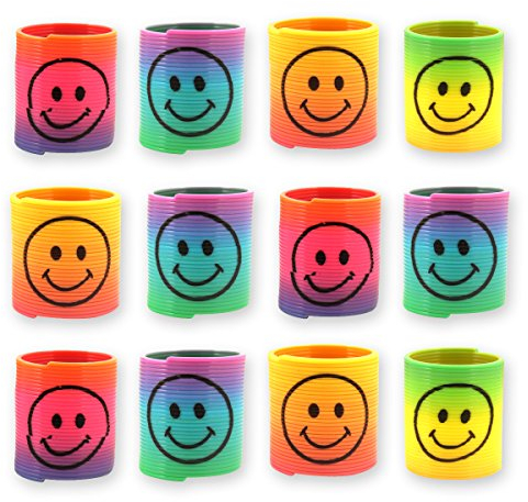 PartyPackTM Partypaket 12 x Spiralspielzeug für Kindergeburtstag Jungen und Mädchen / Mitgebsel / Mitgebsel zum Kindergeburtstag / Smile Rainbow Spirals Pack