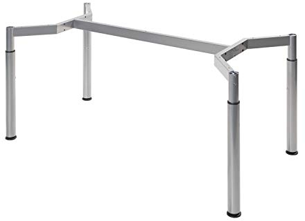 HDmirrorR Boho möbelwerkstatt Schreibtischgestell, Konferenztischgestell, Tischgestell, höheneinstellbar in Silber RAL9006 für Tischplatten von 180 x 80 cm