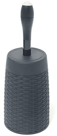 Addis 517484 Faux Rattan Round Toilet Brush Set with Internal Detergent Injection System, Charcoal Grey