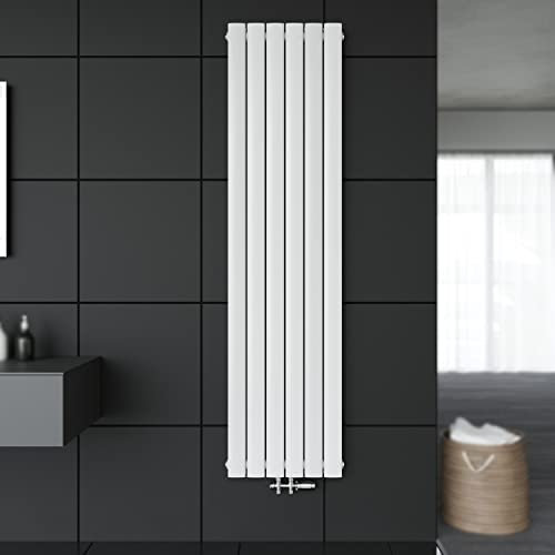 SONNI Paneelheizkörper Vertikal Flachheizkörper Weiß Doppellagig 1800x462mm Heizung Heizkörper mit Chrom Multiblock Hahnblock Heizkörper Thermostat