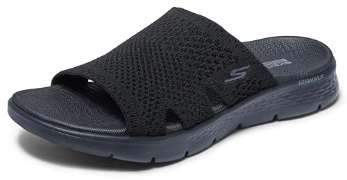 Skechers Women's GO WALK FLEX SANDAL IMPRESSED Sandals/Thong Sandals, Tessuto nero., 38 EU