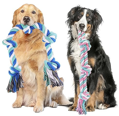 GaiusiKaisa Dog Rope Toys(3konts II +5konts) for Large and Medium Aggressive Chewers, Vivid Colors Heavy Duty Rope Toy for Large Breed, 100% Cotton Puppy Chew Toys for Teeth Cleaning, Tug of War