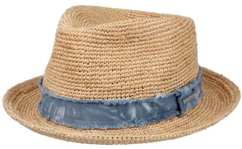 Stetson Madison Sombrero Fedora Rafia con Banda de Tela Unisex Primavera Verano