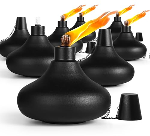 ZSPENG 8 Pack Metal Table Top Torches,24.5 oz Citronella Torches for Outside,Refillable Flame Light Torch with Wicks and Covers, Landscape Lanterns Torches for Party, Garden Decor,DIY