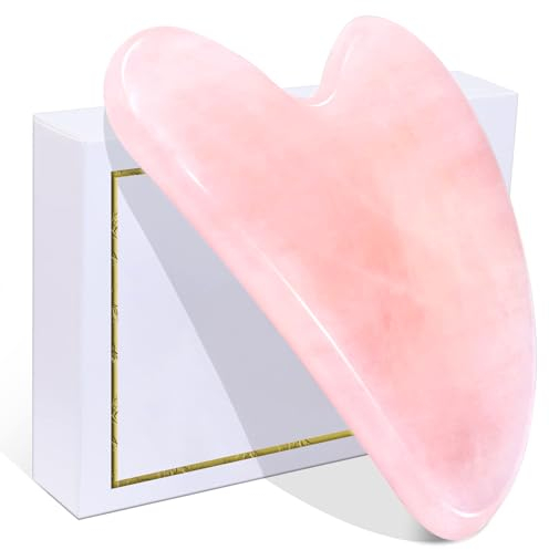 Gua Sha Giada Naturale - Massaggiatore Viso Rilassante e Rimodellante per la Vostra Pelle,Kit Rullo di Giada di Anti-invecchiamento Naturale per Occhi, Viso, Collo