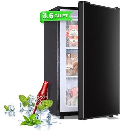 Maine Mini Upright freezer, 3.6 Cubic Feet, Single Door Compact Freezer with Reversible Stainless Steel Door, 3-Speed Temperature Adjustment Small freezer for Home/Dorms