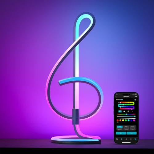 Lepro TB2 AI Lámpara de Mesa Inteligente, Lámpara de Noche Moderna MagicColor, Sync de Música y Control de Voz, Funciona con Alexa y Google Assistant, Diseñador de Iluminación AI Personalizado