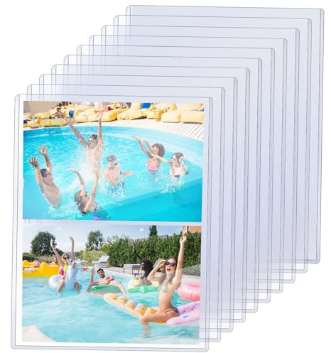 10 Pcs 5 x 7 Rigid Print Protectors, Clear Waterproof Hard Plastic Page Sheet Protectors Top Loading Rigid Photo Card Postcard Sleeves for Album Paper Document Holder
