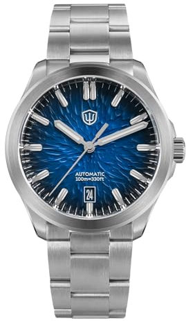 watchdives WD0005 Montre Automatique pour Homme, Montre de Sport NH35, Montres-Bracelets Mécaniques Habillées, Montres de Luxe en Cristal Saphir Bombé de 39 mm